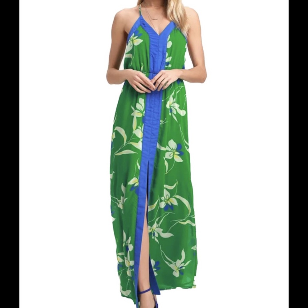 Lulu's Green and Blue Floral Maxi Dress